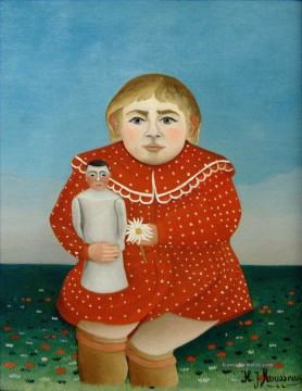  mädchen - Das Mädchen mit einer Puppe 1905 Henri Rousseau Post Impressionismus Naive Primitivismus